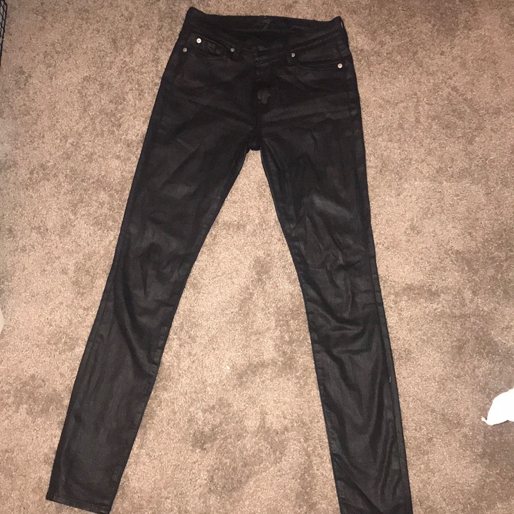 black sheen medium rise 7 for all mankind jeans